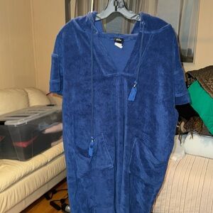 Blue terry cloth cover up